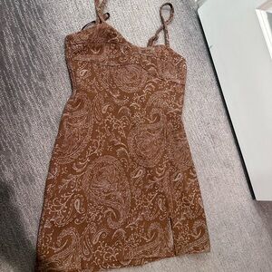 Boutique 9 Brown Paisley Spaghetti Strap Mini Dress